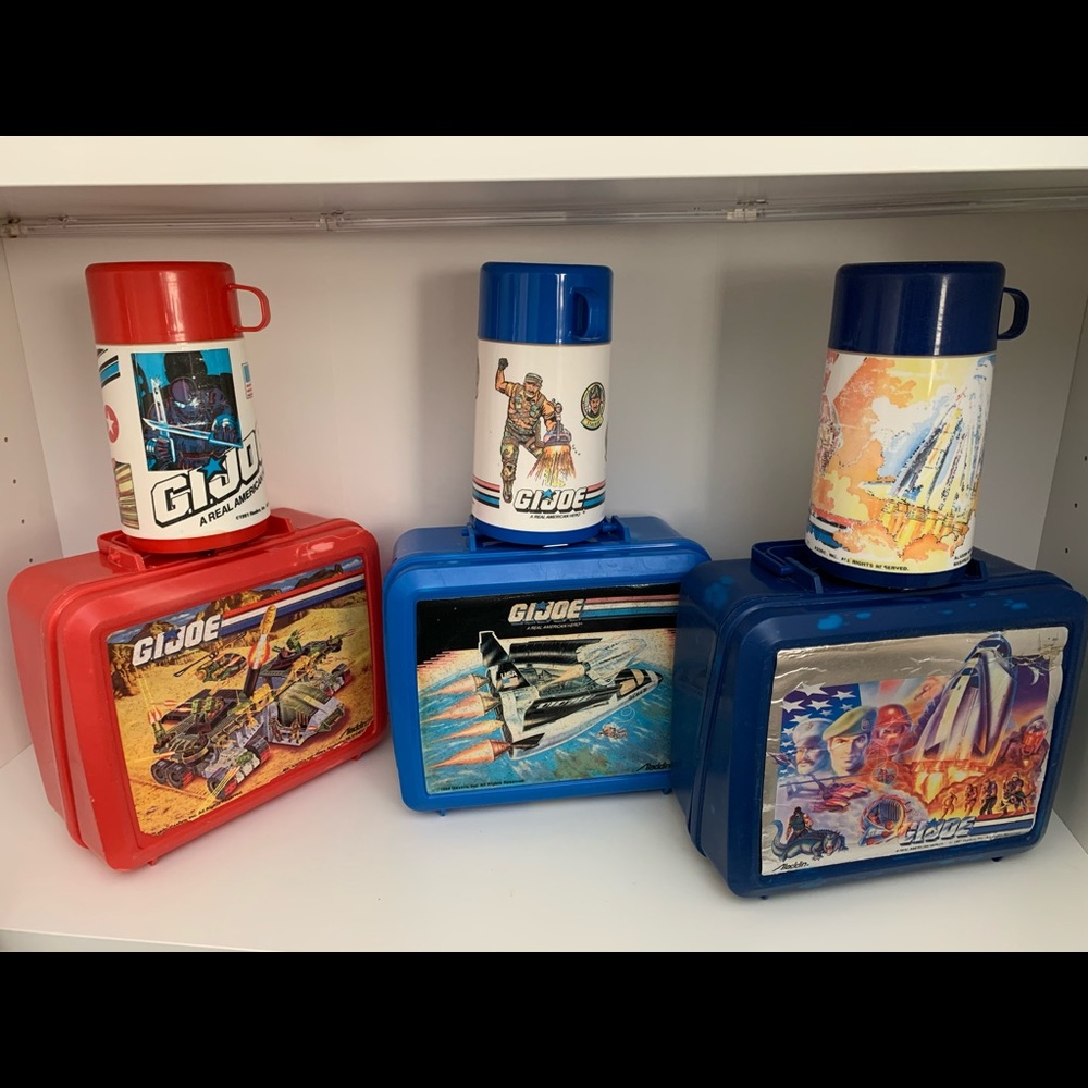 GI Joe Vintage Plastic Lunch Box Lot With Thermos